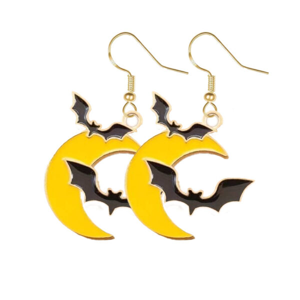 Halloween Bat Moon Charm Earrings